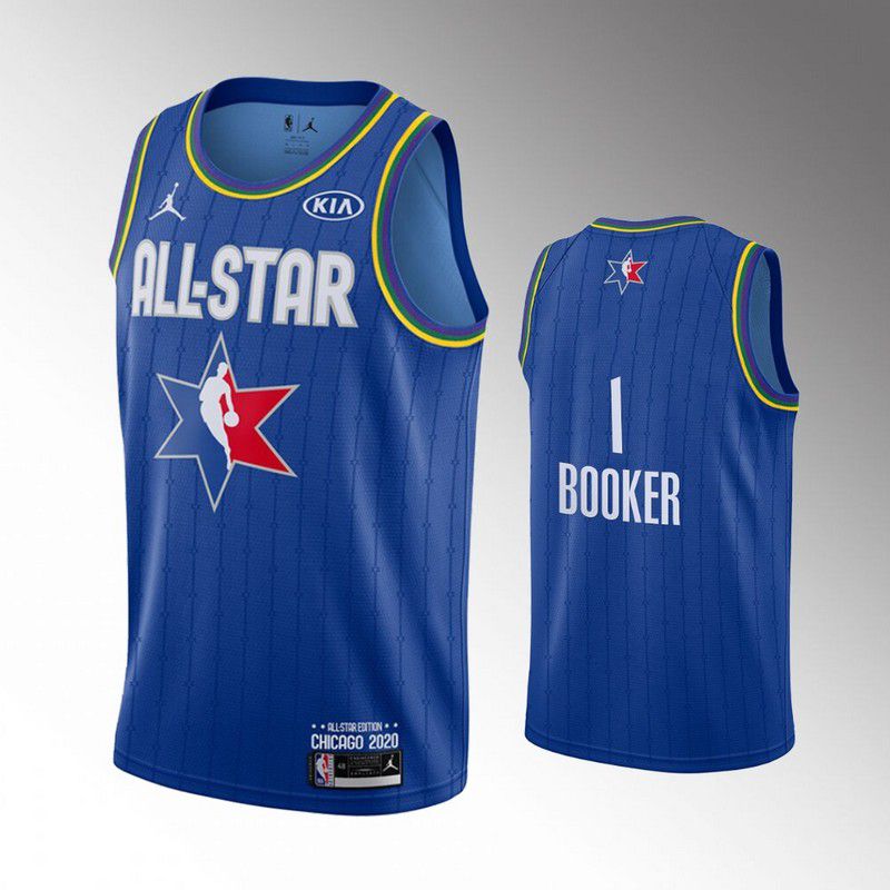 Men Phoenix Suns 1 Booker Blue 2020 All Star NBA Jerseys